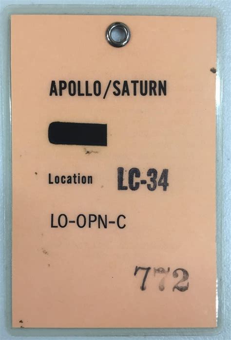 Sold Price: Apollo 1 Launch Pad Access Badge - March 6, 0119 12:00 PM EST