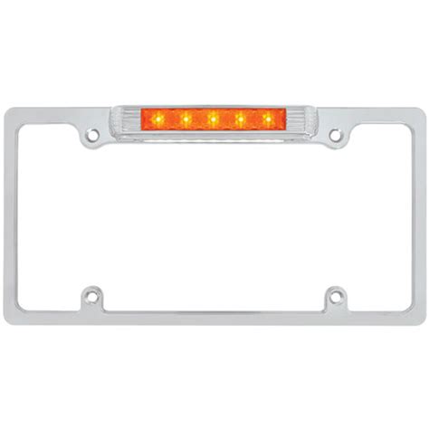 Deluxe Chrome License Plate Frame W/ Color LED Brake Light & White LED ...