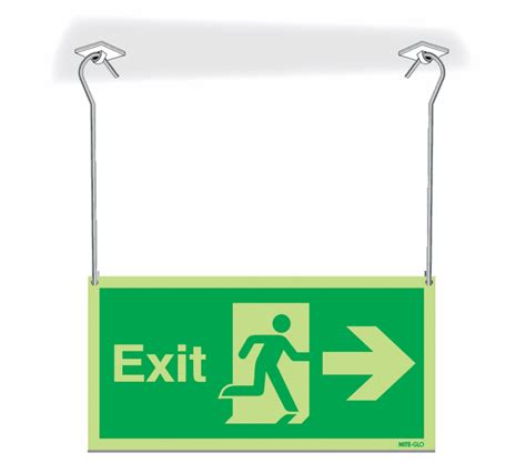 Nite Glo Exit Running Man Arrow Right Hanging Signs Seton