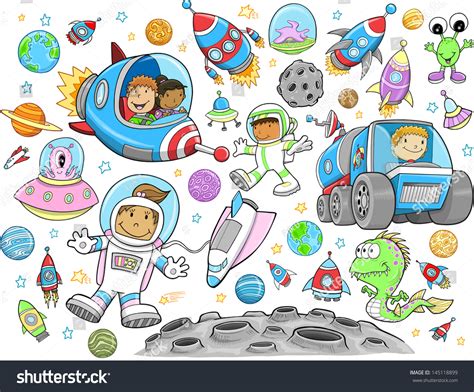 Cute Outer Space Vector Illustration Design Stock Vector