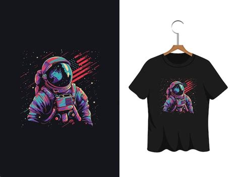 Premium Vector Astronaut With American Flag T Shirt Design