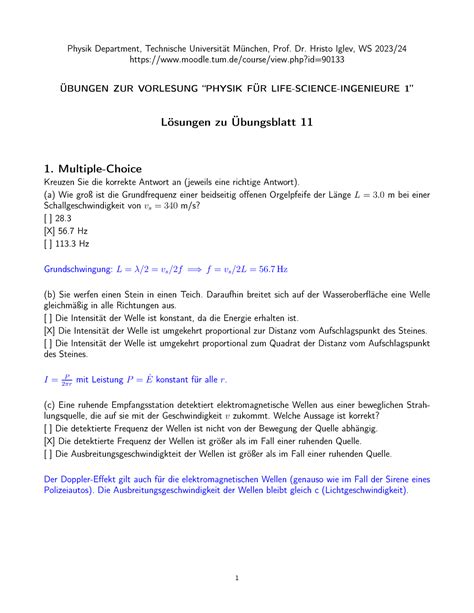 Uebungsblatt Loesungen Physik Department Technische Universit T