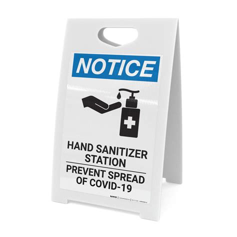 Notice: Hand Sanitizer Station COVID-19 ANSI Portrait - A-Frame Sign