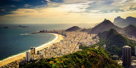 Copacabana Beach Brazil Coast Mountains Sky Ocean Rio De Janeiro