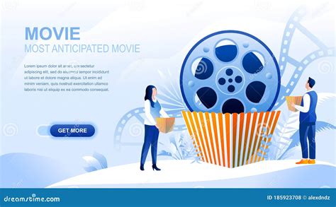 Movie Flat Landing Page With Header Stock Vector Illustration Of