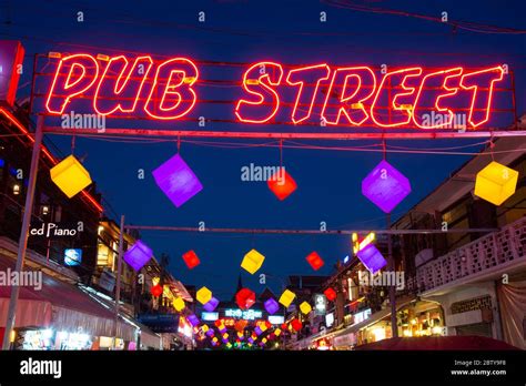 Pub Street A Night Life Hotspot At Night In Siem Reap Cambodia