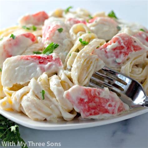 Creamy Crab Fettuccine Alfredo Recipe Kitchen Fun With My 3 Sons