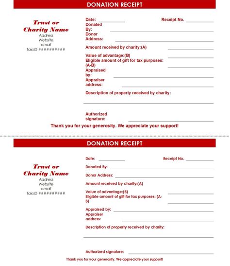 Donation Receipt Template Free Report Templates