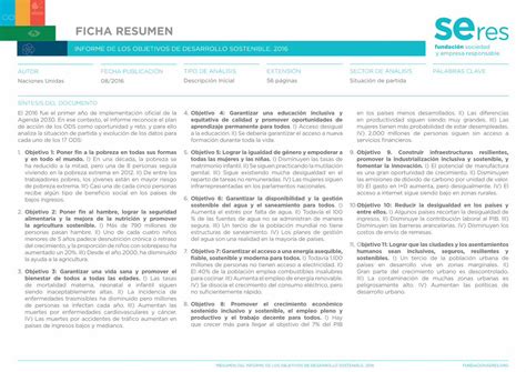 PDF FICHA RESUMEN Archivos ODS INFORME DE LOS OBJETIVOS DE