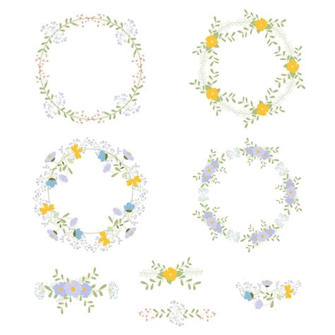 Premium Vector Collection Of Decorative Frames Wreaths With Flowers