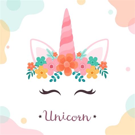 Premium Vector Cute Unicorn Face With Flowers