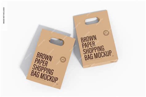 Premium Psd Brown Paper Shopping Bags Mockup Top View