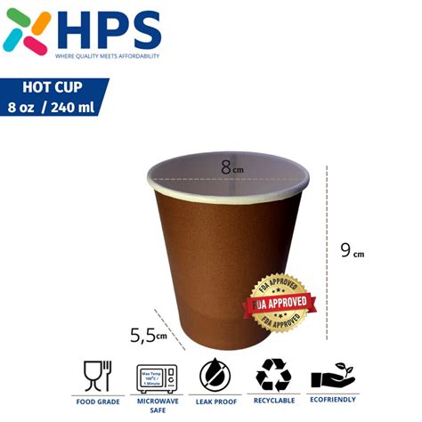 Jual Hot Cup Paper 8 Oz 240ml Gelas Kopi Kertas Polos Coffee Tahan