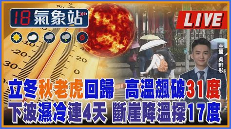 【tvbs18氣象站】立冬秋老虎回歸 高溫飆破31度下波濕冷連4天 斷崖降溫探17度｜主播吳軒彤 說氣象live Youtube