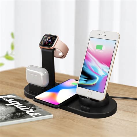 Wireless Charger 6 in 1 Qi Certified Fast Charging Station for Iwatch