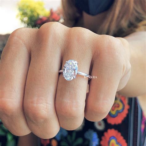 Classic Oval Hidden Halo Moissanite Engagement Ring Promise Etsy