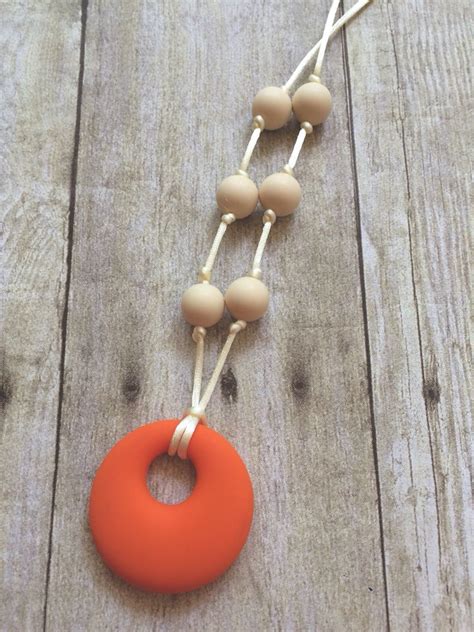 Orange Ring Chewing Charms Teething Necklace In 2024 Wood Jewelery