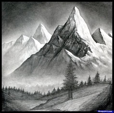 How To Draw A Realistic Landscape Draw Realistic Mountains Step By