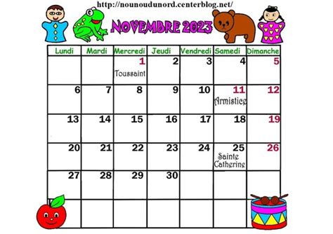 Calendrier Novembre