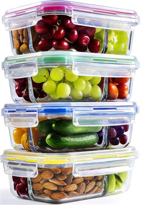 Buy Glass Meal Prep Containers 4 Pack 35 Oz 3 Compartment Bento Box