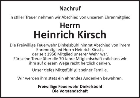 Traueranzeigen Von Heinrich Kirsch Trauer Flz De