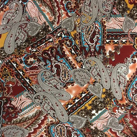 ITY Jersey Printed Fabric 2way Stretch Polyester 60 Wide Paisley Maize