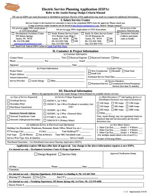 Form Tx Austin Energy Electric Service Planning Application Espa