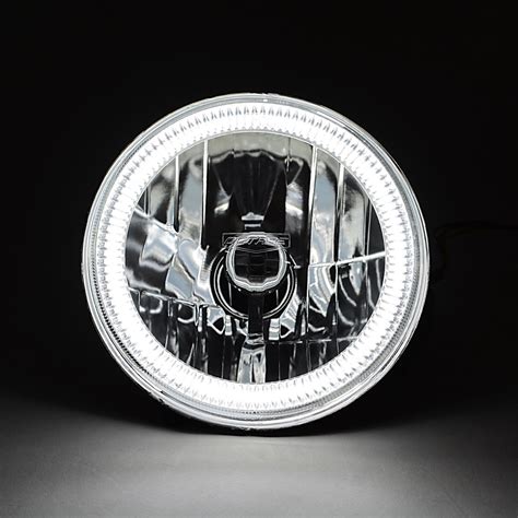 7 Switchback White DRL Amber Turn Signal Angel Eye Halo LED Headlamp