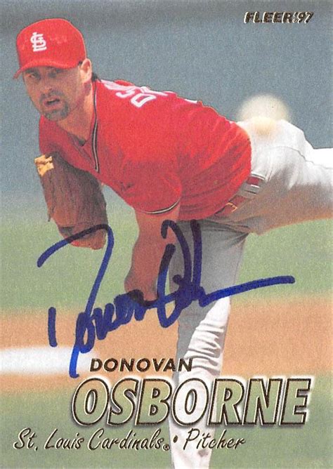 Donovan Osborne Autographed Baseball Card St Louis Cardinals SC