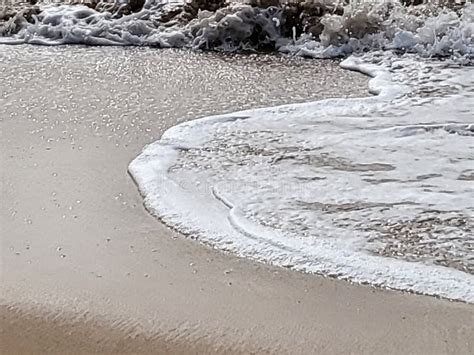 Gentle Waves On The Golden Sandy Beach Shorline Stock Image Image Of