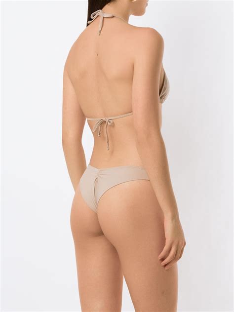Amir Slama Straps Triangle Bikini Set In Neutrals ModeSens
