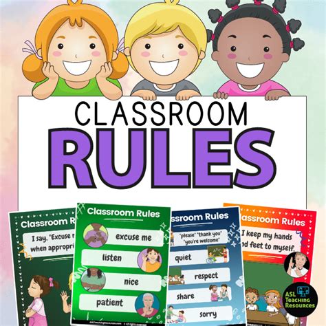 Class Rules And Expectations Posters Asl Asl Teaching Resources