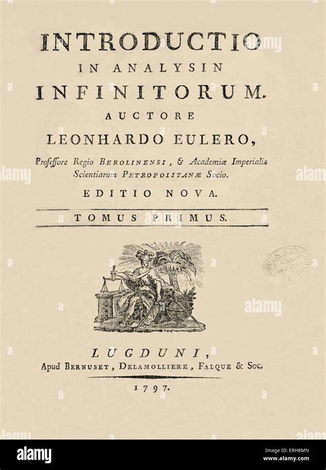 Leonhard Eulertitlepage To Introductio In Analysin Infinitorum Auctore Volume I Published