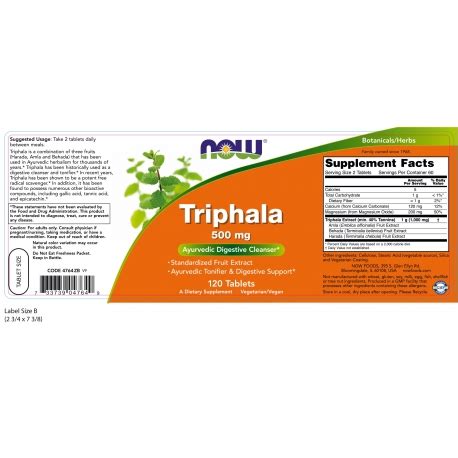 Triphala 500 Mg Tablets NOW Foods Greece JMN Pharmaceutical