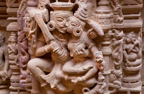 Hindu Gods Kissing With Tongues On Bas Relief Of Th Century Stock