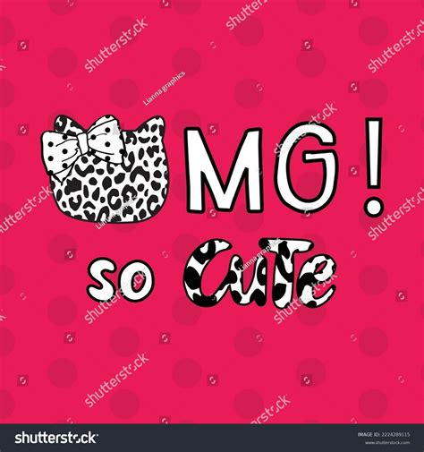 Cute Cat Head Omg Cute Phrase Stock Vector Royalty Free 2224289115