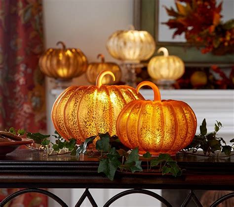 6 And 8 Illuminated Glass Pumpkin Set By Valerie QVC Glass