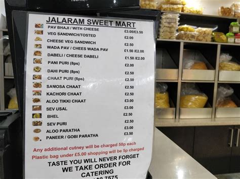 Menu At Jalaram Sweet Mart Restaurant Wembley