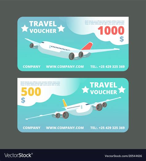 Gift travel voucher travelling promo card ticket Vector Image