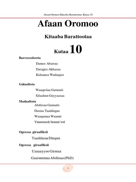 Afan Oromo G - 10 - 082824 | PDF