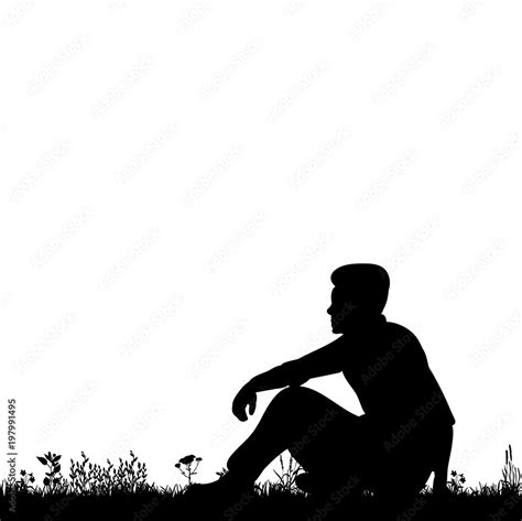 Man Sitting On Ground Silhouette