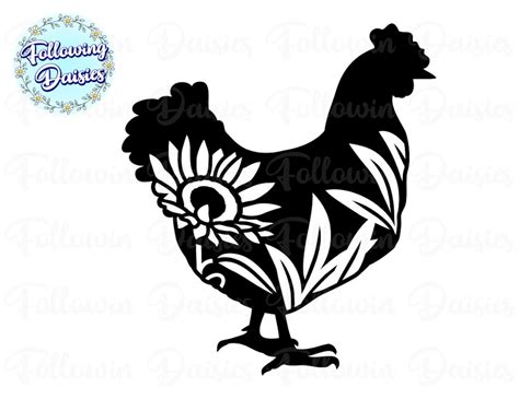 FLORAL CHICKEN in SVG Chicken silhouette Farm Chicken | Etsy