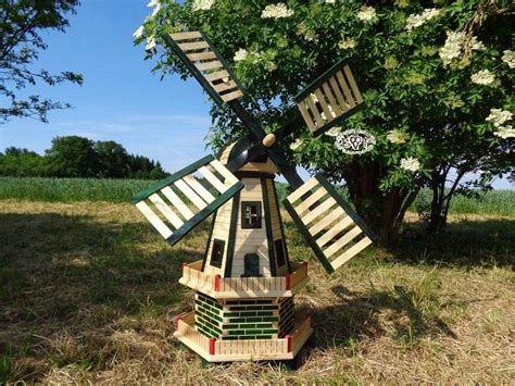 XXL Windmühle SOLAR WETTERFEST Gartenwindmühle 100 cm zweistöckig 2