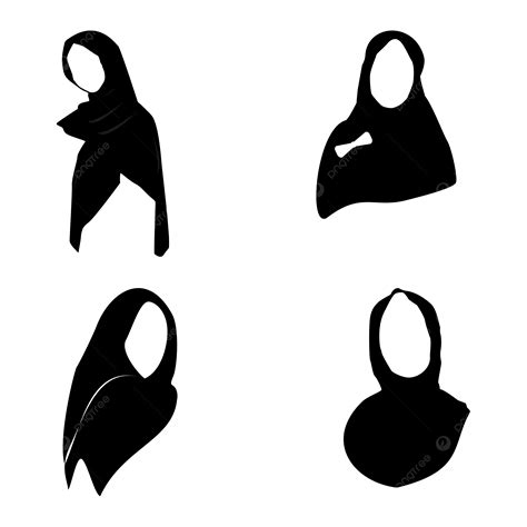 Illustration Vector Graphic Of Hijab Silhouette Set Grayscale Design