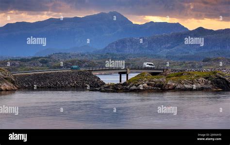 Atlantic Road Bridge Over Small Islands Norwegian Landscape Route