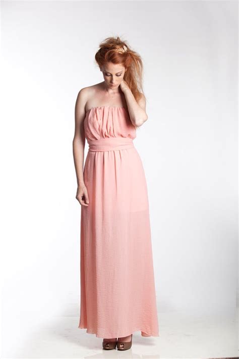 Items Similar To Maya Dress Strapless Peach Maxi Dress Bridesmaid Dress On Etsy