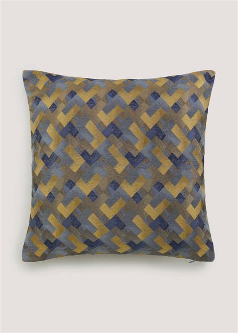 Navy Geo Jacquard Cushion Navy Cm X Cm Matalan