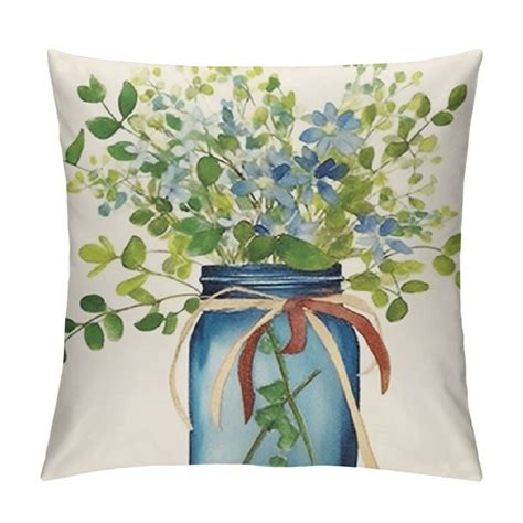 JEUXUS Spring Summer Pillow Covers Sky Blue Outdoor Farmhouse Decor