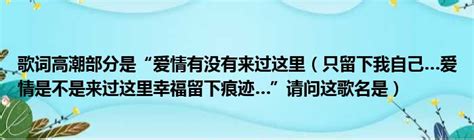 歌词高潮部分是“爱情有没有来过这里（只留下我自己爱情是不是来过这里幸福留下痕迹”请问这歌名是）第一生活网