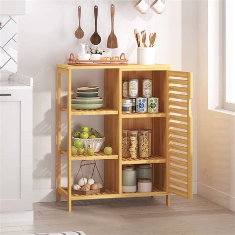 Sogesfurniture Bamboo Cabinet Bathroom Storage Cabinet With Single Door And Shelf